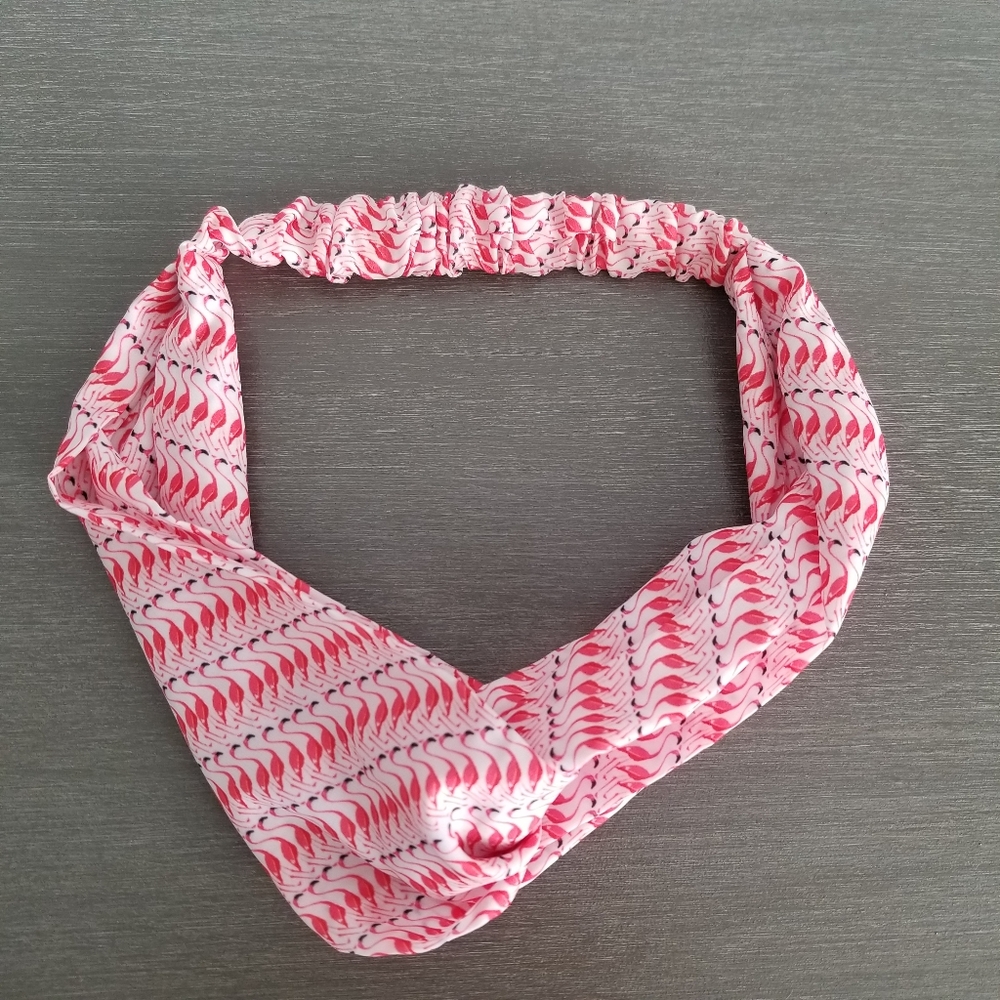 Soft Scrunchi Flamingo Print Headband - Pink (OS) - BRAND NEW